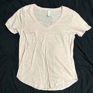 Women's Light Pink V-Neck Top